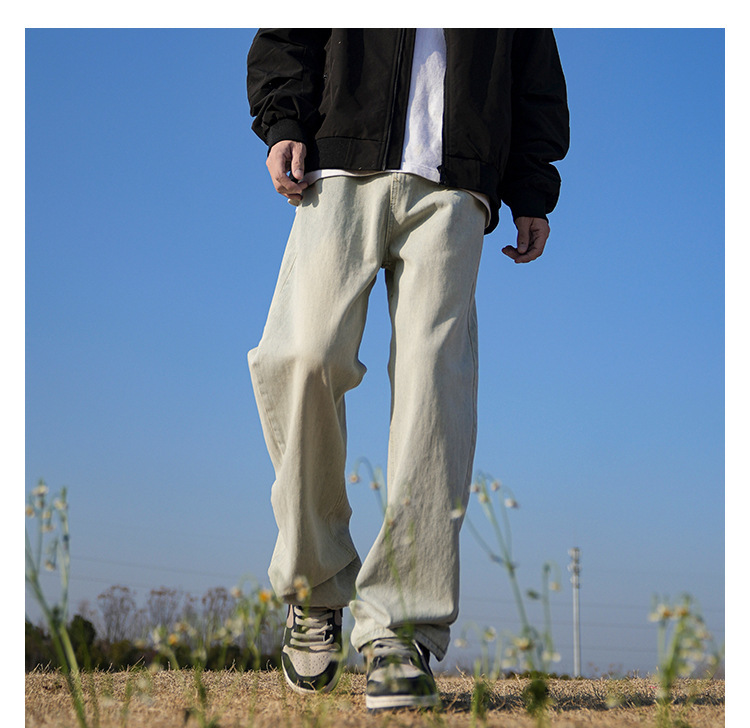 デニムワイドパンツ ゆったりデニムワイドストレートパンツ