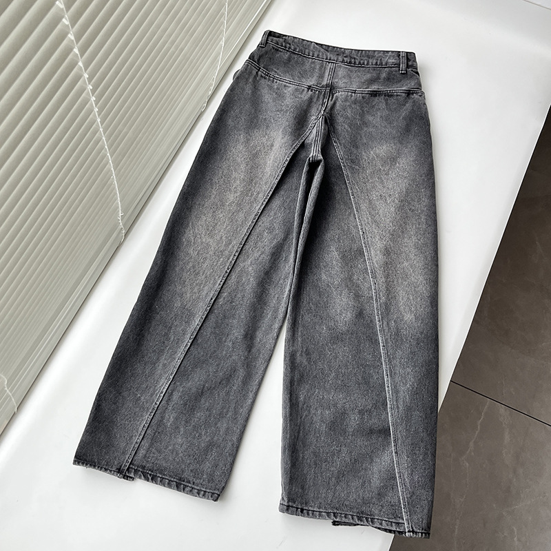 デニムワイドパンツ たっぷりタック入りゆったりデニム