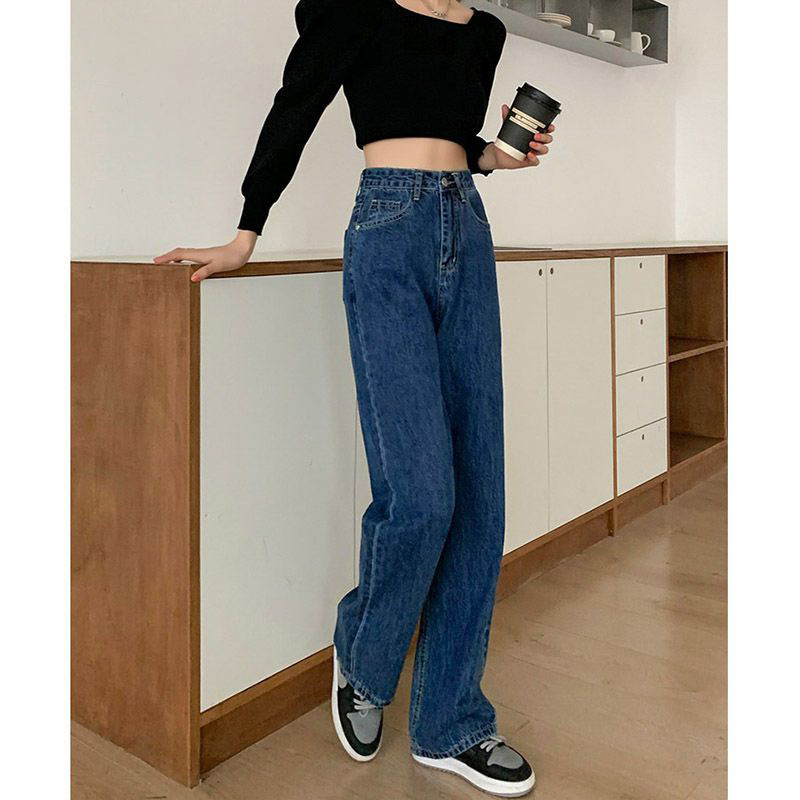 デニムワイドパンツ しなやかストレートデニムパンツ