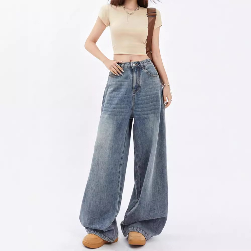 ゆったりシルエットデニムワイドパンツ