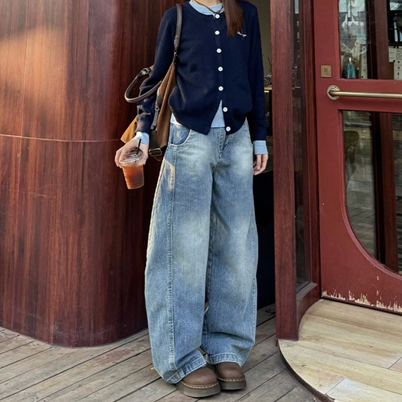 デニムワイドパンツ リメイク風ワイドデニムパンツ