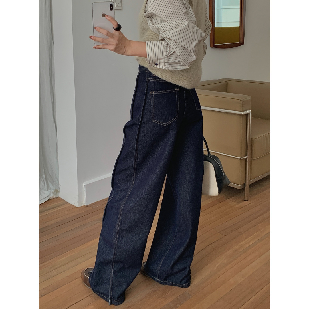 デニムワイドパンツ ワイドストレートヴィンテージデニム