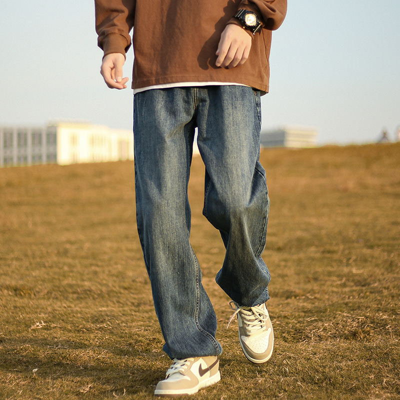 デニムワイドパンツ ゆったりデニムワイドストレートパンツ