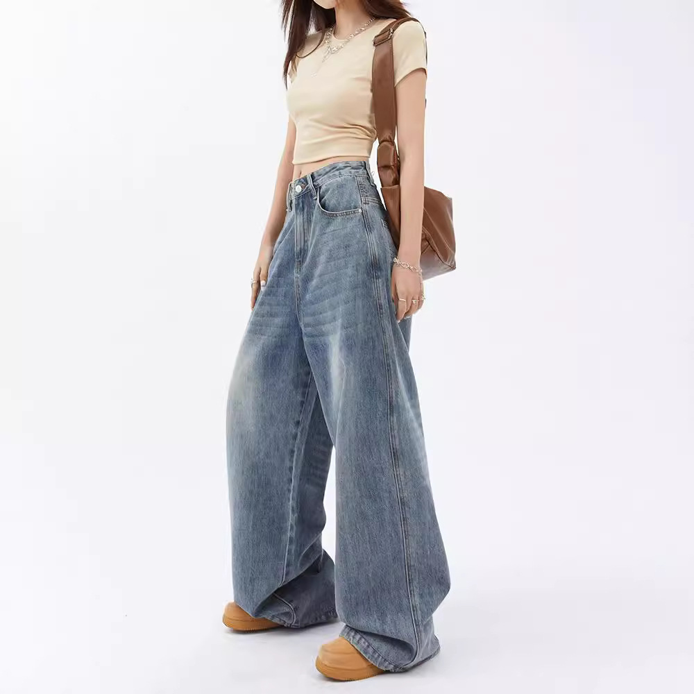 ゆったりシルエットデニムワイドパンツ