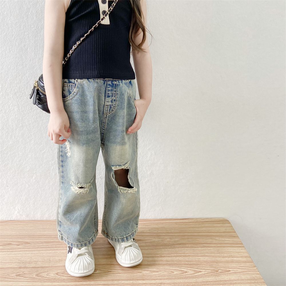 ヴィンテージ加工デニムワイドパンツ