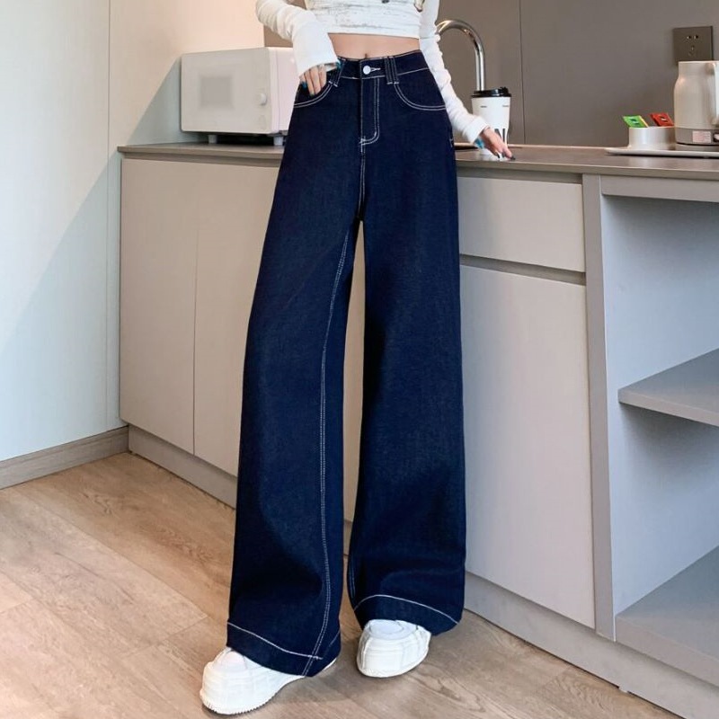デニムワイドパンツ ハイウエストデニムワイドストレートパンツ