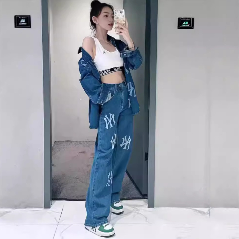 デニムワイドパンツ スポーティ ワイドデニム