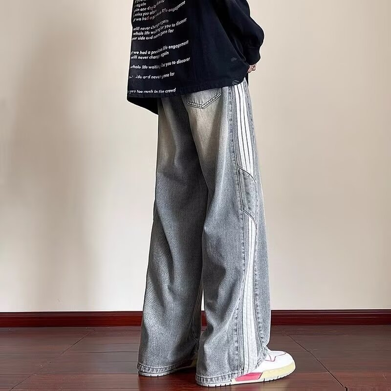 ライン入りデニムワイドパンツ