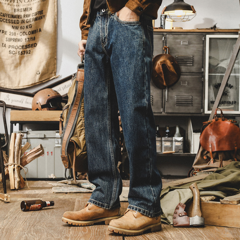 デニムワイドパンツ リラックスワークデニムストレート