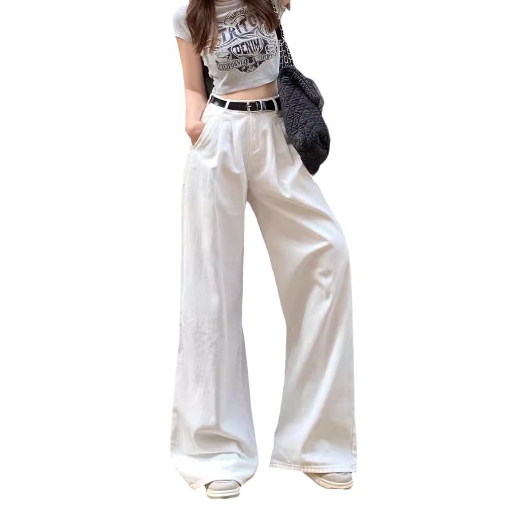 ゆったりハイウエストデニムワイドパンツ