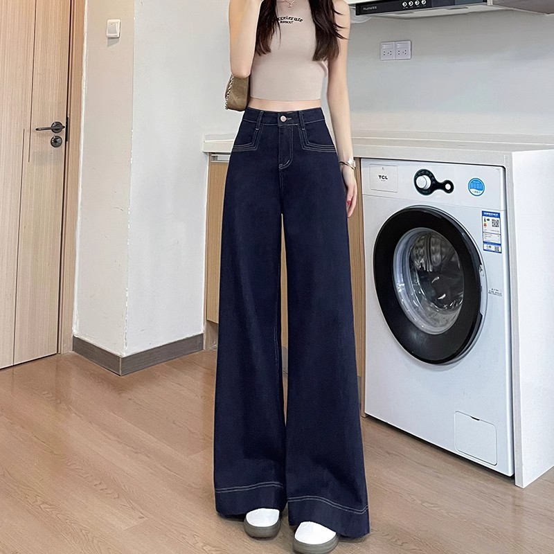 ハイウエストロング丈デニムワイドパンツ