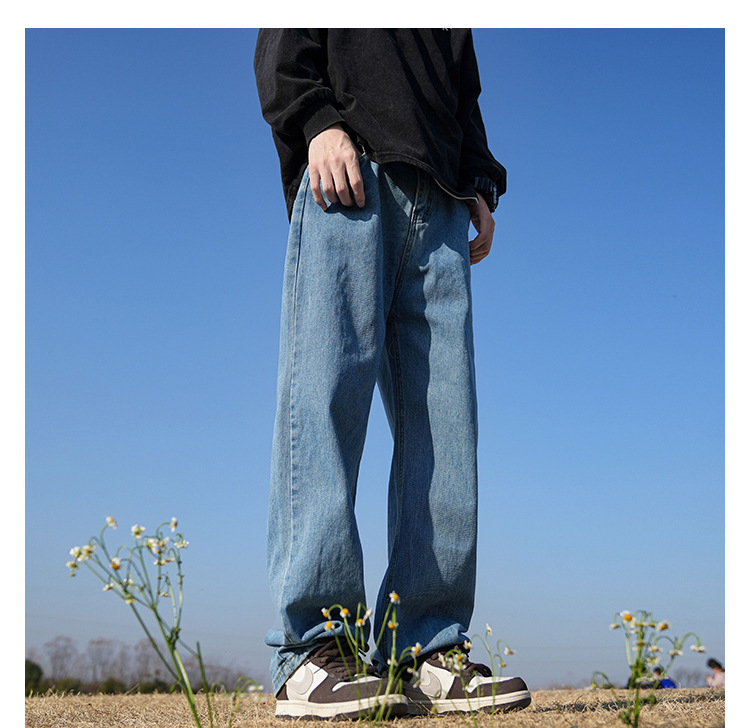 デニムワイドパンツ ゆったりデニムワイドストレートパンツ