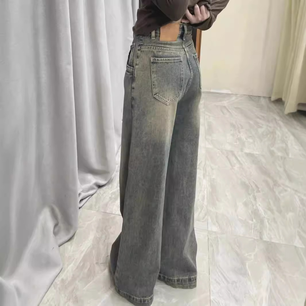 ゆったりデニムワイドパンツ ウォッシュ加工