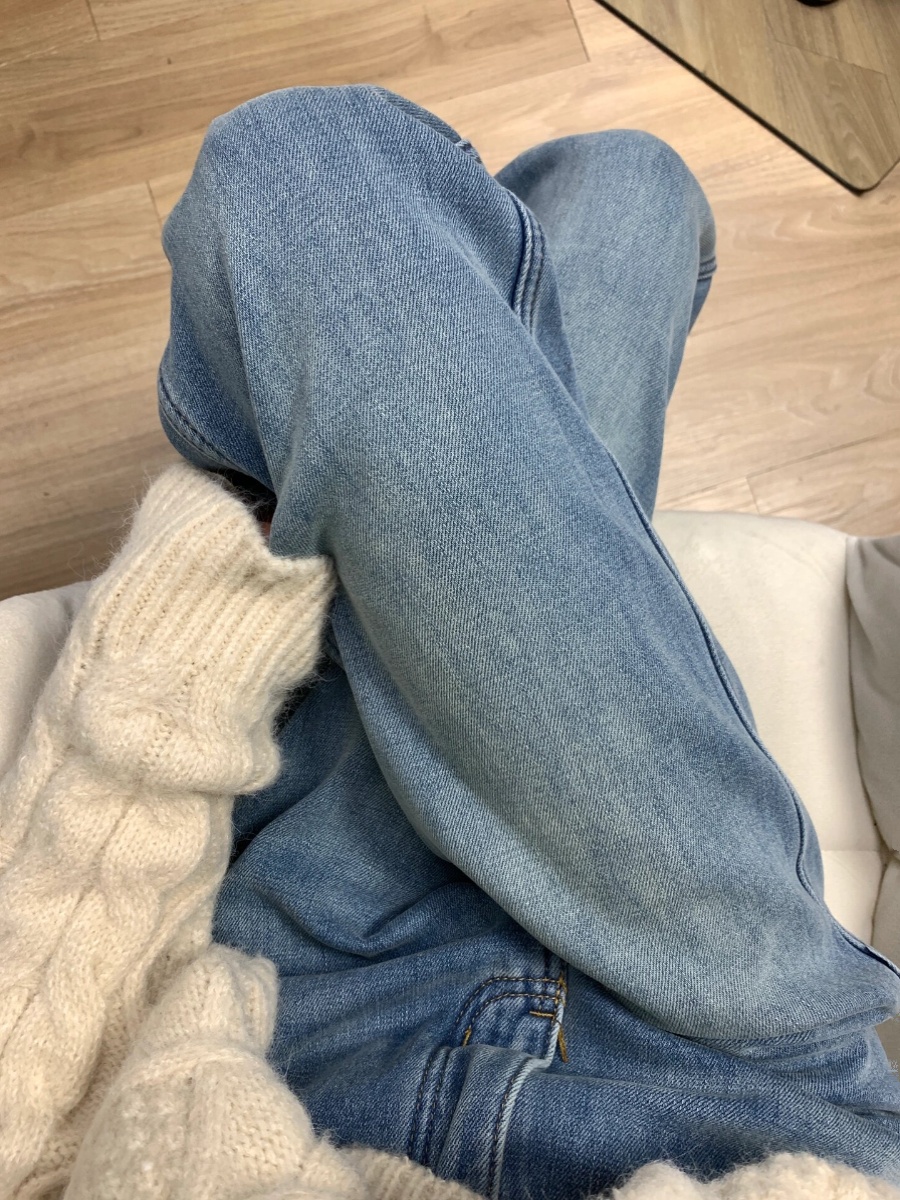 デニムワイドパンツ 裏ボア付きあったかデニムパンツ