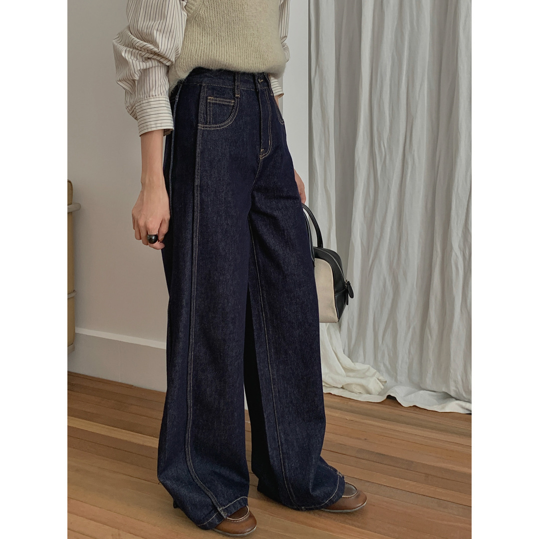 デニムワイドパンツ ワイドストレートヴィンテージデニム