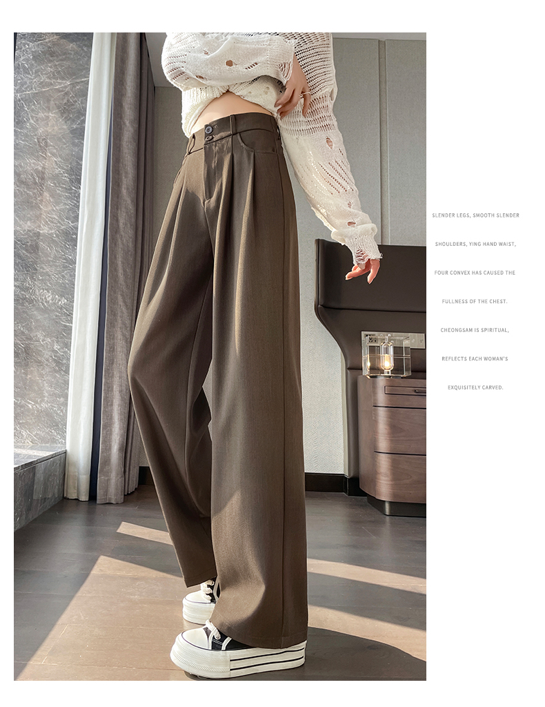 上品プリーツ入りロングワイドパンツ