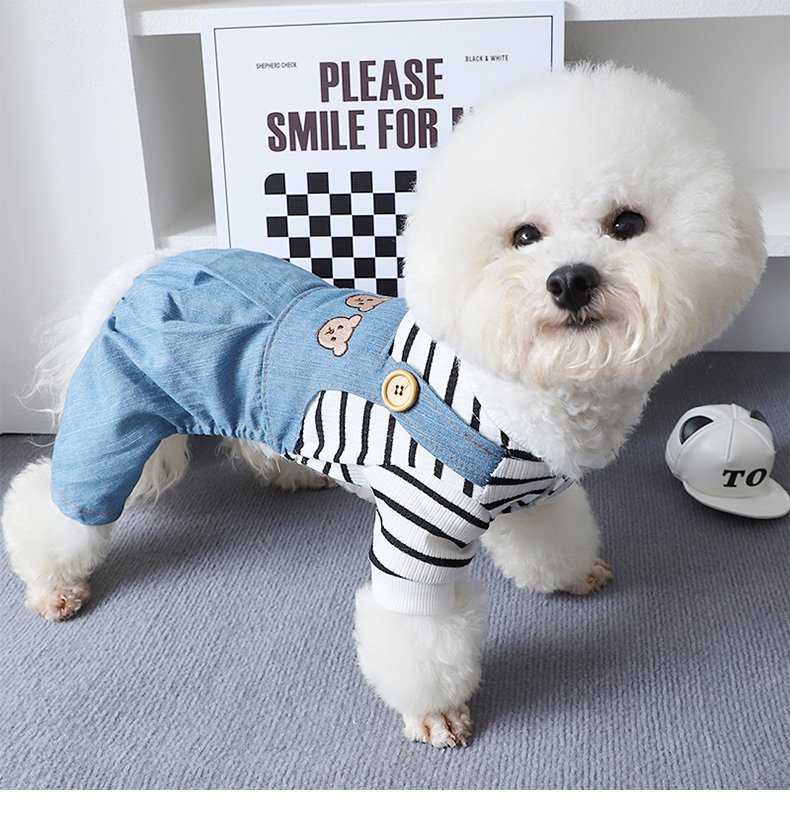 犬 ハーネス もこもこオーバーオール風ロンパース