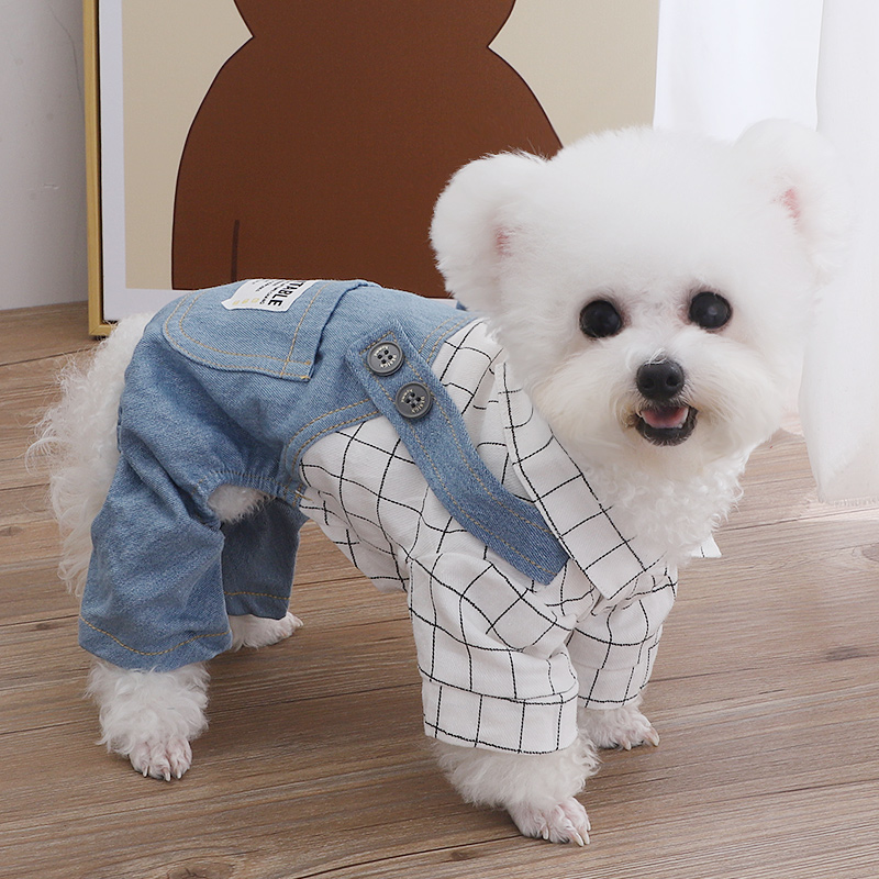 犬 ハーネス サロペット風デニムウェア