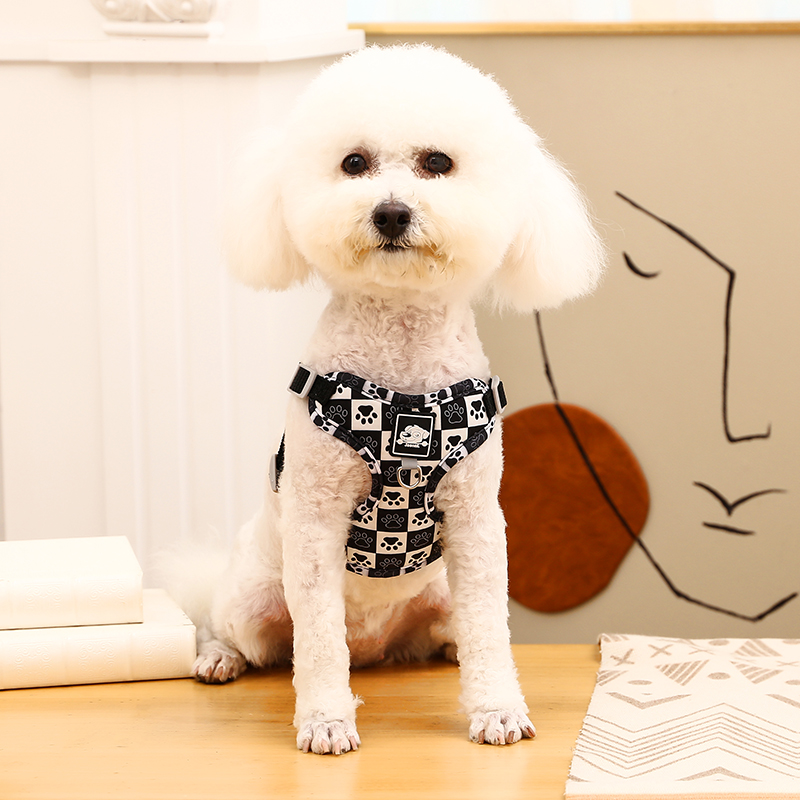 犬 ハーネス かわいい足あと柄 やわらか安心ハーネス