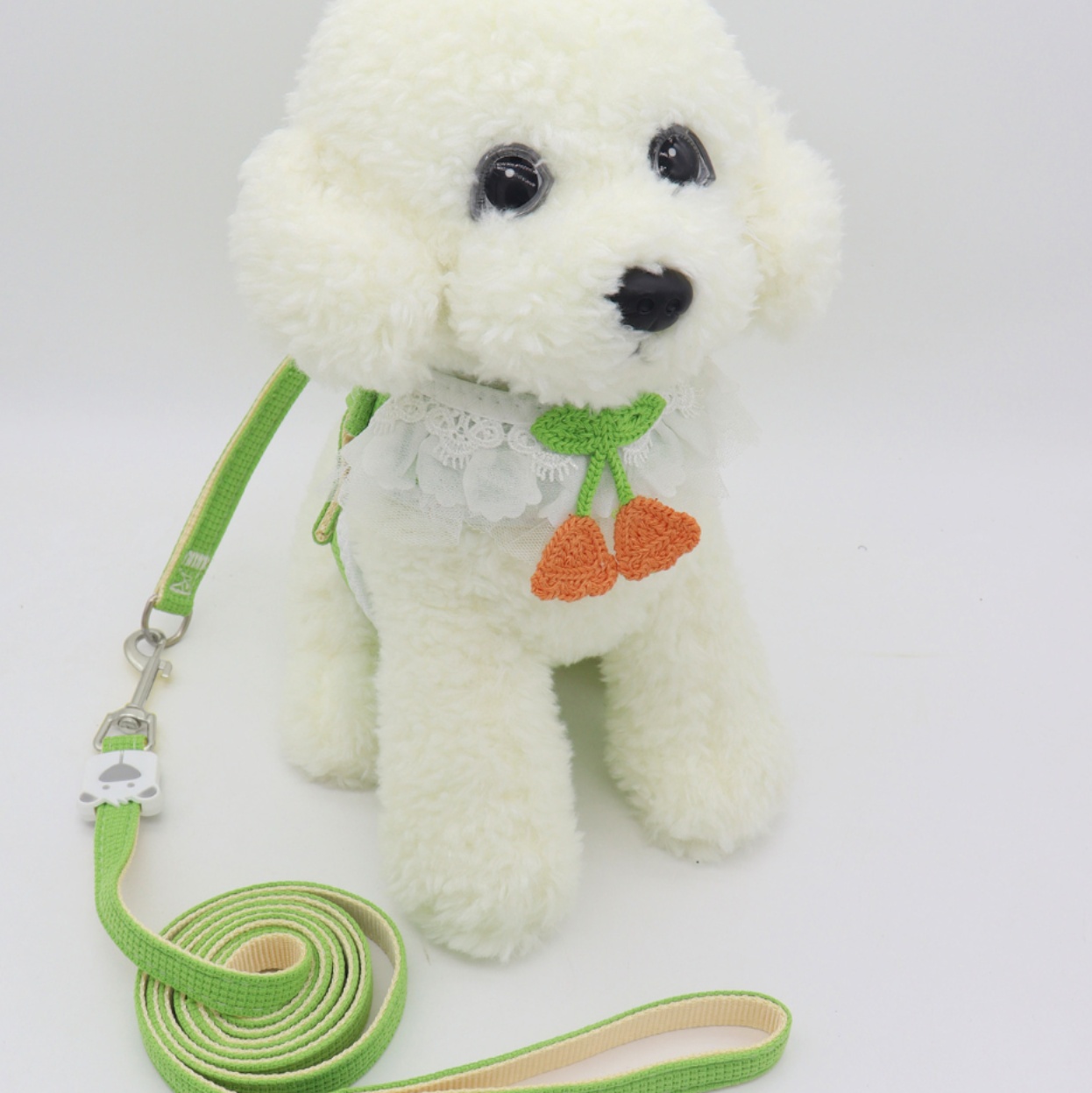 犬 ハーネス ふわもこお花のレース付き胸当て