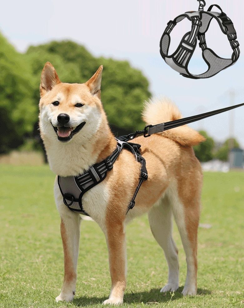 犬 ハーネス 中型犬用 急引き防止 反射テープ付き散歩用