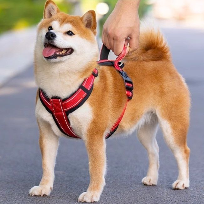 犬 ハーネス 中型犬向け 引っ張り防止ハンドル付き安心胸当て