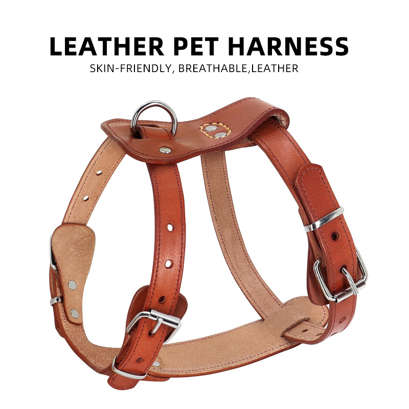 犬 ハーネス 本革製シンプルデザイン犬用胴輪ハーネス