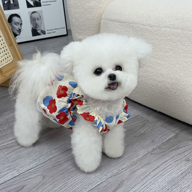 犬 ハーネス フリルお花ワンピース