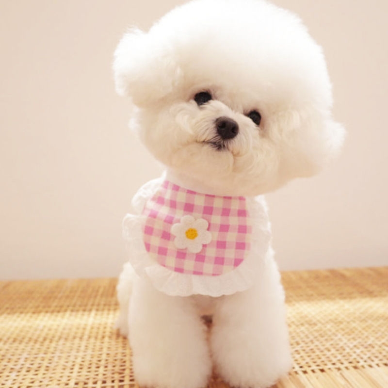 犬 ハーネス ギンガムフリル お花付きバンダナ