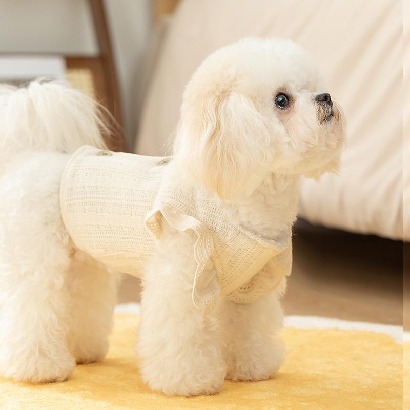 犬 ハーネス レース付きニットベスト