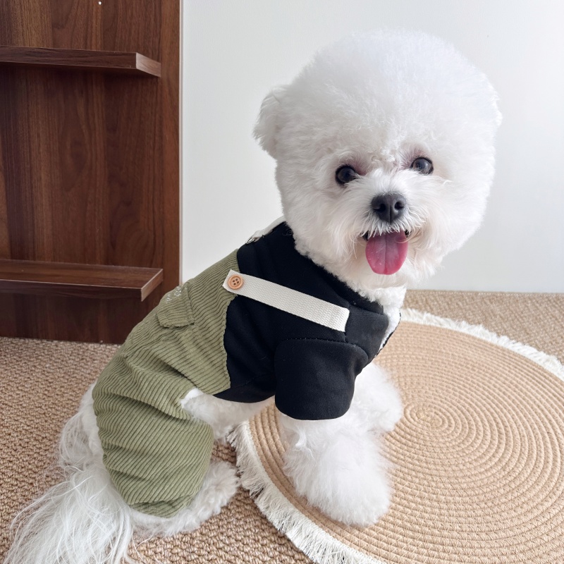 犬 ハーネス コーデュロイ切替ジャンプスーツ