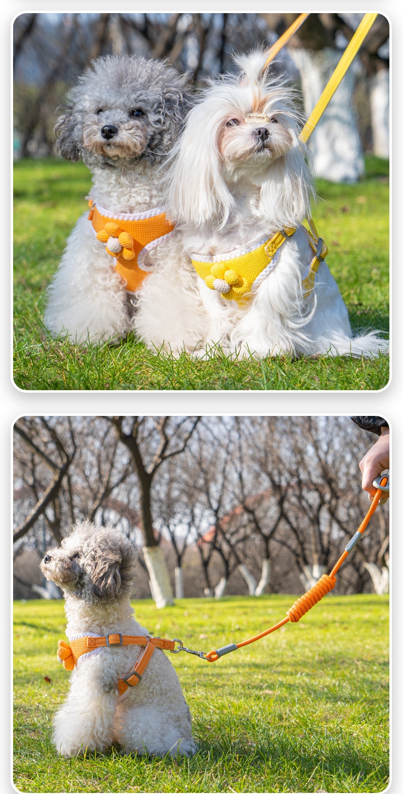 犬 ハーネス 花びらモチーフ やわらか素材 胴輪