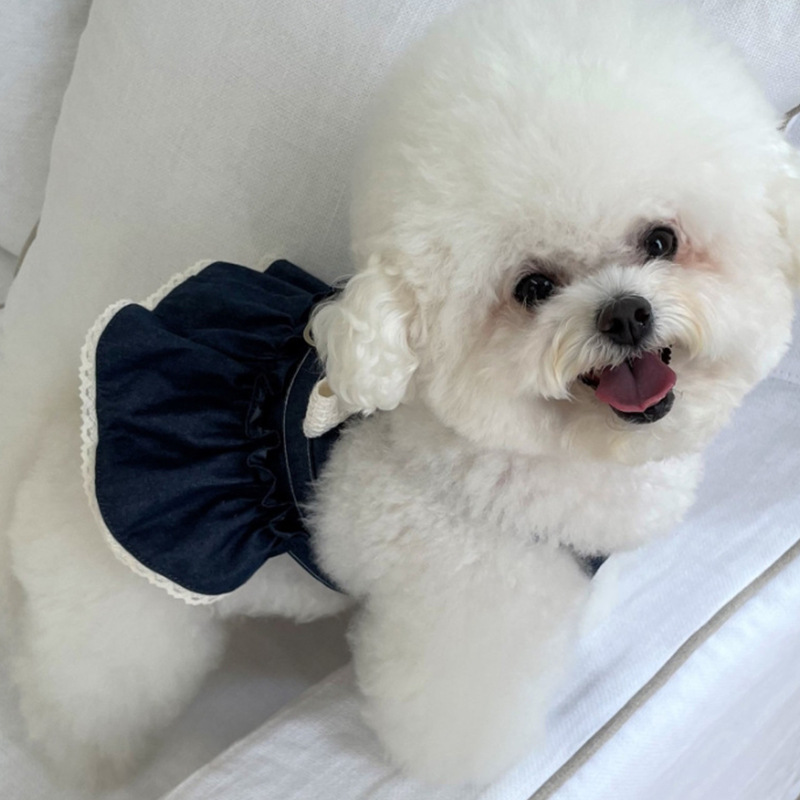 犬 ハーネス 優美なリボン付きフリルワンピース型ハーネス