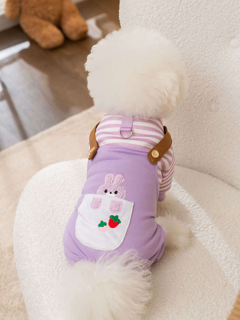 犬 ハーネス うさぎポケット付きペット用つなぎオーバーオール