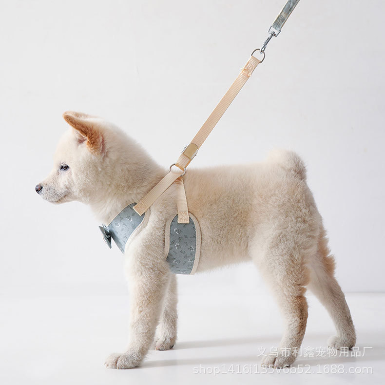 犬 ハーネス リボン付きキルティング胴輪