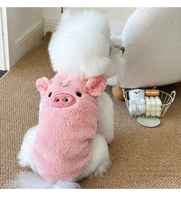 犬 ハーネス もこもこぶたさんベスト型ハーネス