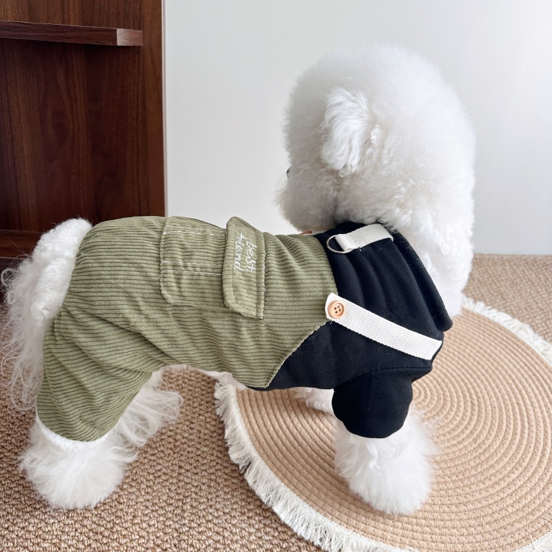 犬 ハーネス コーデュロイ切替ジャンプスーツ