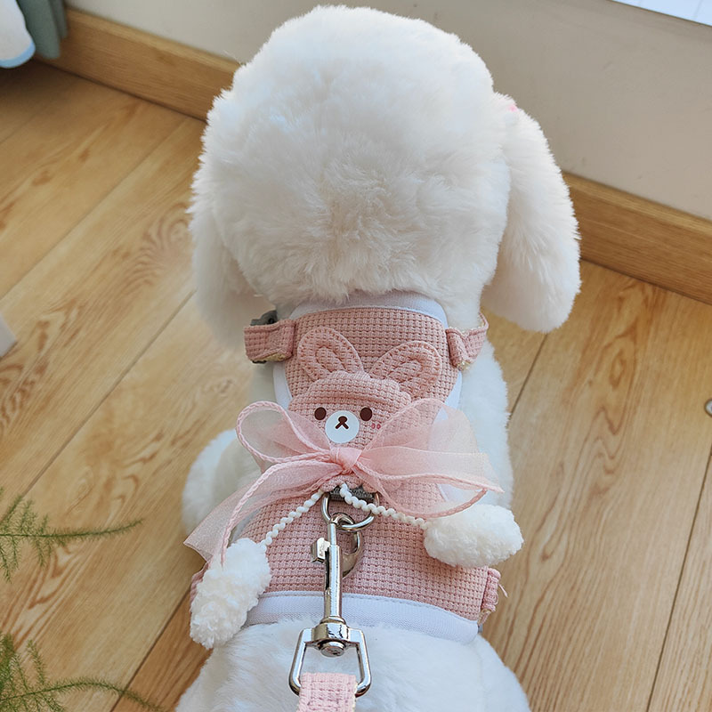 犬 ハーネス うさぎさんのふわふわリボンハーネス