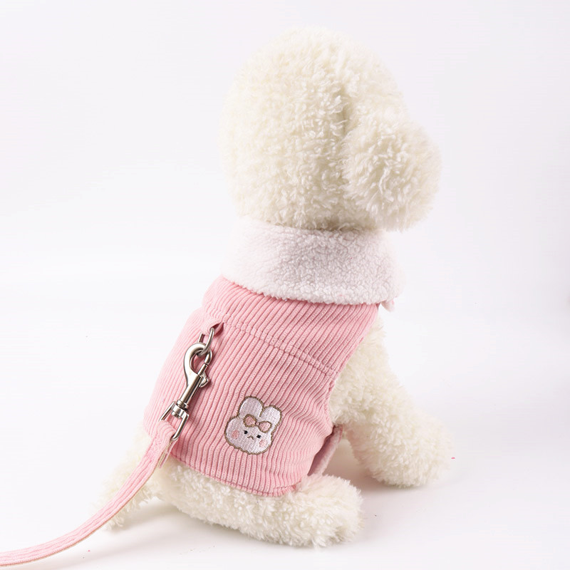 犬 ハーネス もこもこ襟付きコーデュロイハーネス