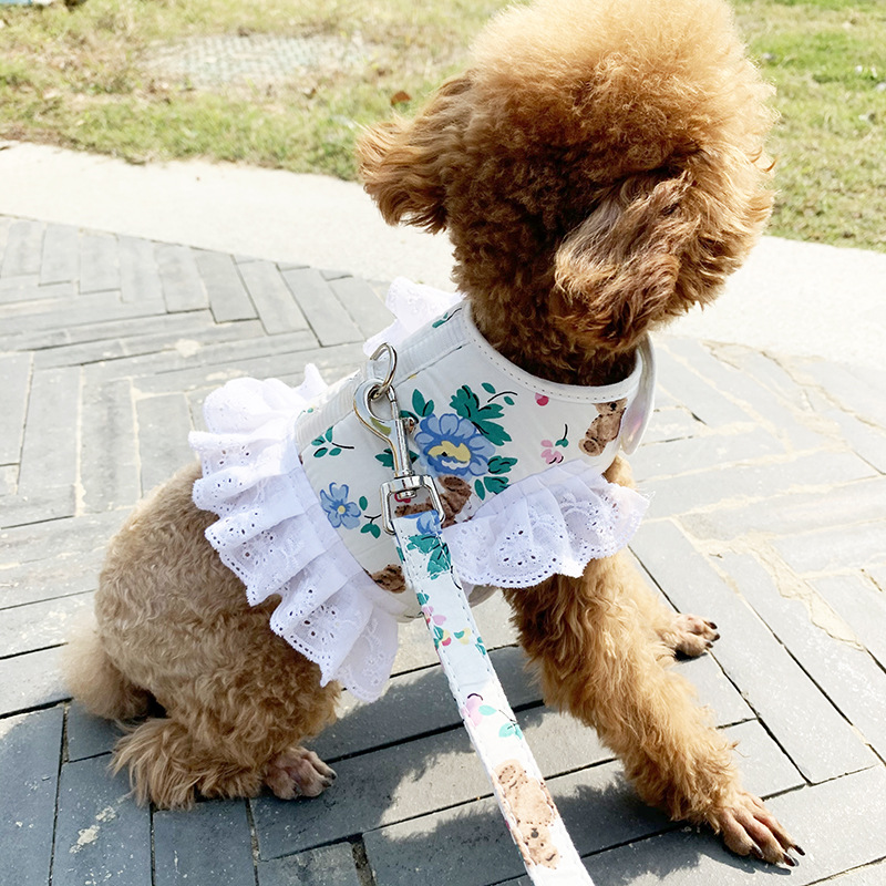犬 ハーネス 花柄フリルハーネス