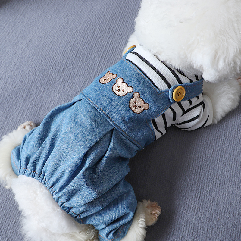 犬 ハーネス くまさん刺繍デニムハーネス