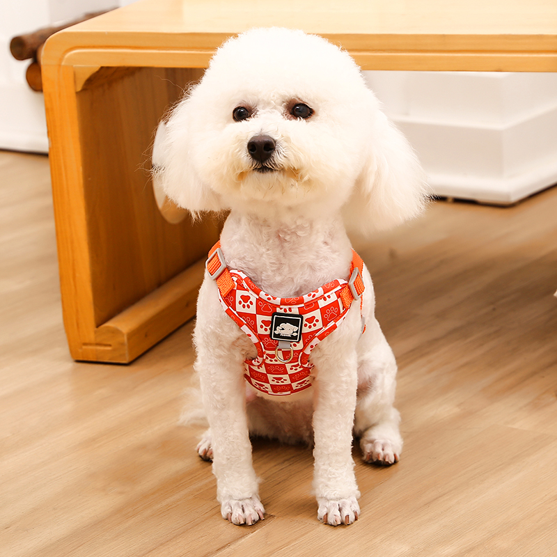 犬 ハーネス かわいい足あと柄 やわらか安心ハーネス