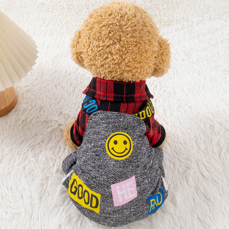 犬 ハーネス 笑顔とワッペンのやさしいパーカー