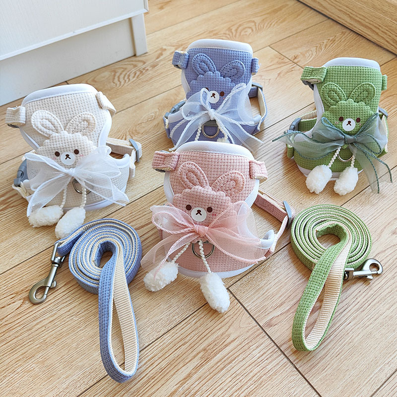 犬 ハーネス うさぎさんのふわふわリボンハーネス