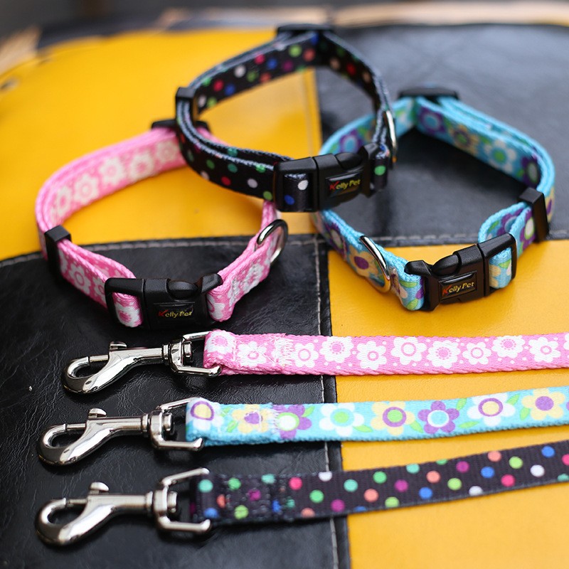 犬 ハーネス やさしい模様のペット用首輪＆リードセット
