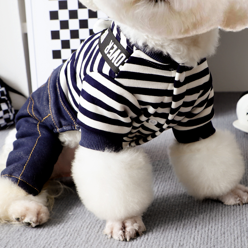 犬 ハーネス モダンストライプジーンズセット
