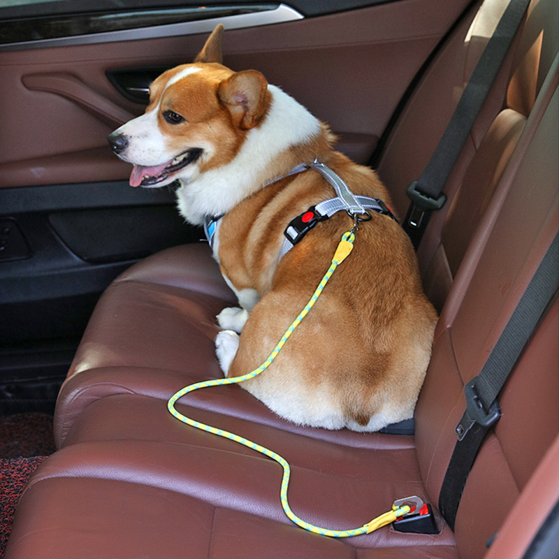 犬 ハーネス 伸縮安全シートベルトリード