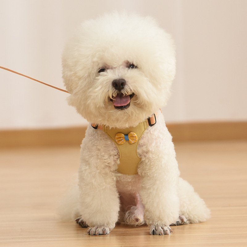 犬 ハーネス リボン付きふんわり胸当てハーネス