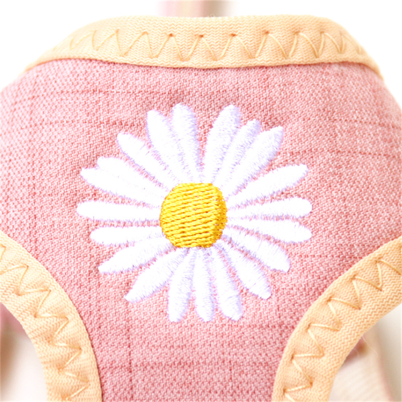 犬 ハーネス かわいい小花刺繍のペットハーネス