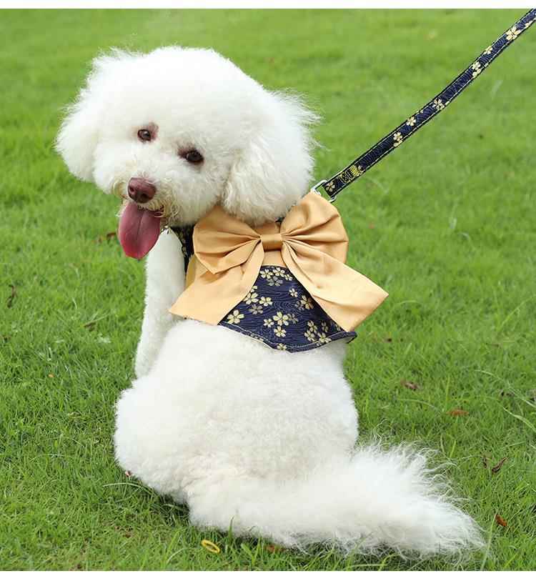 犬 ハーネス リボン飾り付き上質仕立てハーネス
